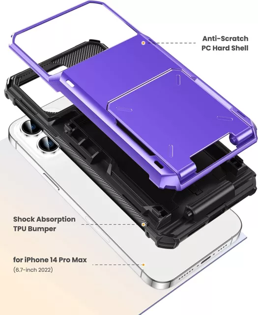 For iPhone 15 Pro Max 14 13 12 11 XS X 4 Credit Card ID Holder Wallet Phone Case 3