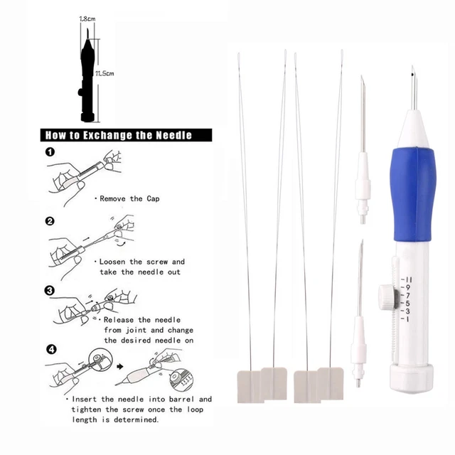 Aiguilles à coudre bricolage outils broderie Punch Needle ensemble 3 + 2 filière
