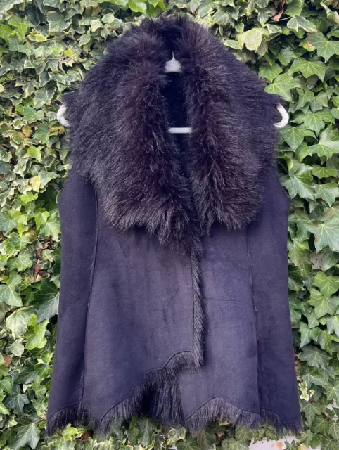 Oasis black fur gilet clearance