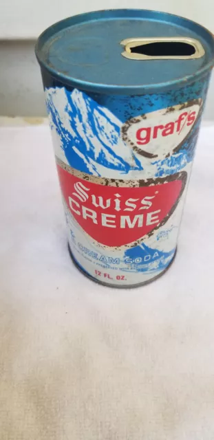 Graf's Swiss Creme Juice Tab Straight Steel  Soda Can Cans Empty Up