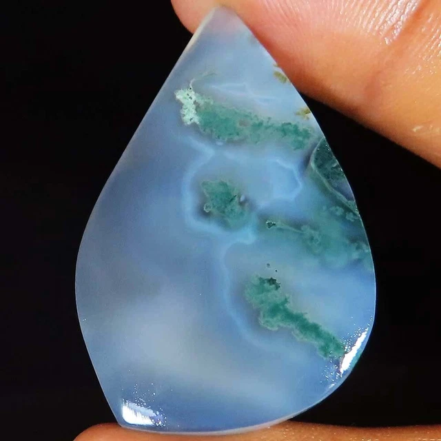 (26 X 42 X 4 MM Größe) 43.50 Karat Natürlich Moos Achat Kostüm Cabochon Lose