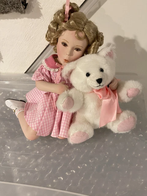 Porcelain Shirley Temple Doll by Danbury Mint “Bear Hugs For Shirley”