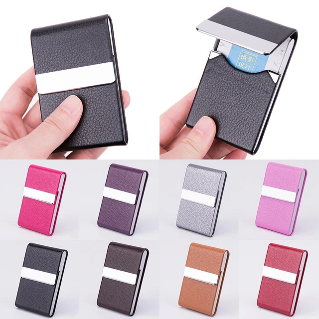 Porte-Cartes En Métal Anso - Argenté - Capacité 12-18 Cartes - Dimensions 9.5x5.8x0.8 Cm