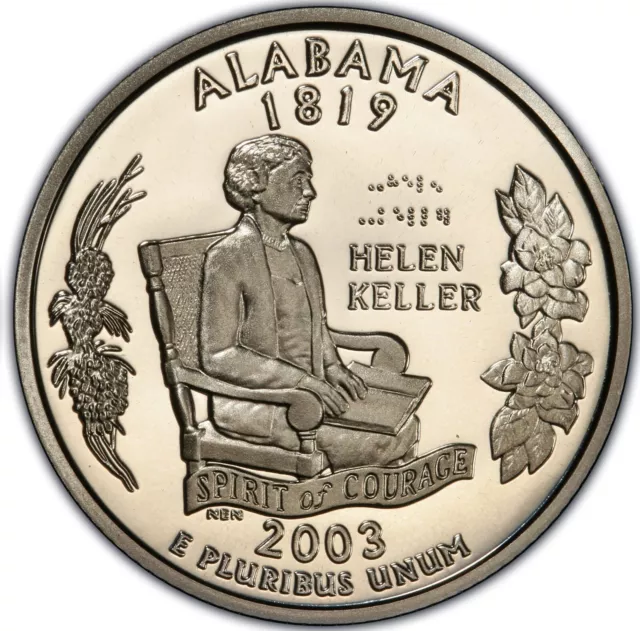 DEEP CAMEO 2003-S Alabama Statehood Quarter AL 25c GEM PROOF -BUY MORE SAVE MORE