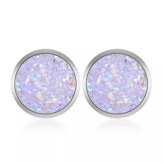 Ohrringe Ohrstecker Stud 12mm Cabochon Druzy glitzer Strass TITAN o04jj 3