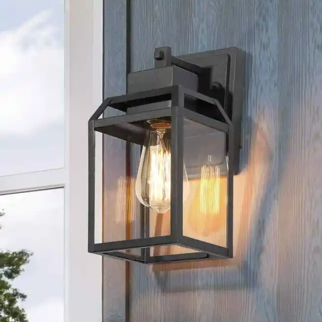 LNC Modern Black Outdoor Wall Sconce 1-Light Cage Rustic Outdoor Lighting