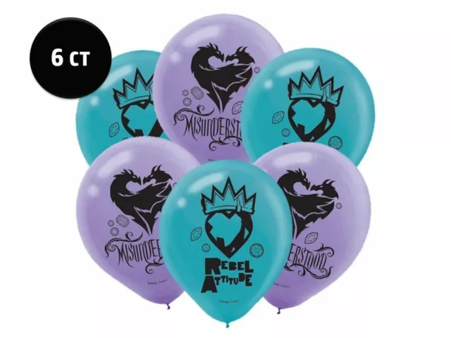 Disney Descendants 2 Latex Balloons Party Supplies Decorations 12" (6pcs)