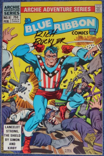 Blue Ribbon Comics #5~The Shield~Signed Joe Simon~Rich Buckler~Jack Kirby~Coa
