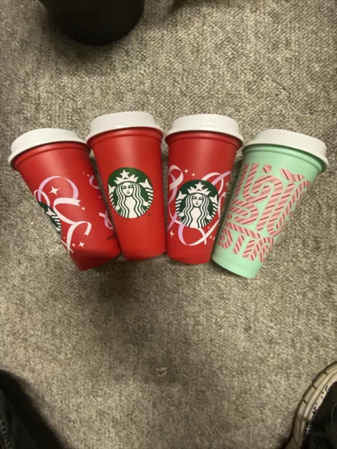  Starbucks Set of 5 16oz Reusable Hot Cups with Lid