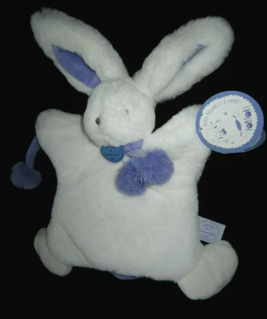 Doudou & Compagnie Marionnette Lapin Pompon blanc et violet lavande parme DC2742