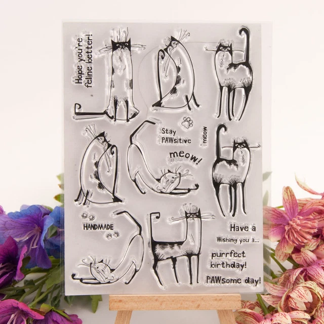 Fancy Cat Silicone Clear Stamp Scrapbooking Embossing Card Making Album Craft