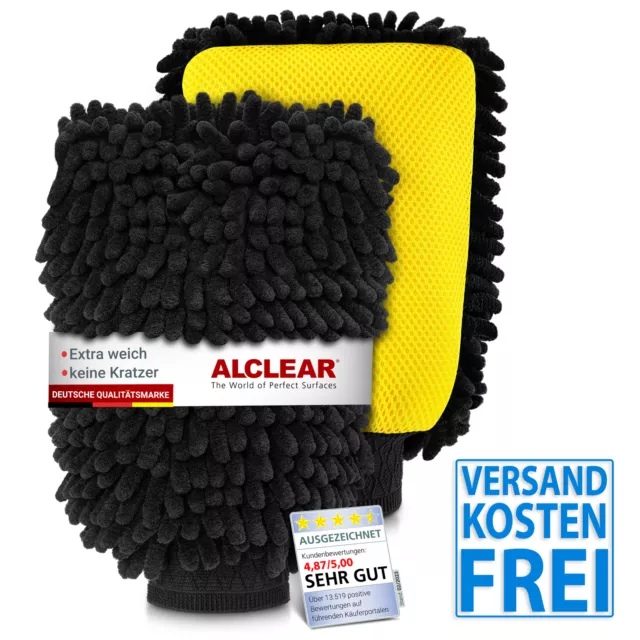 ALCLEAR 95C2 Chenille Zottelhandschuhe 2er Set Auto Waschhandschuh 22 x 17 cm