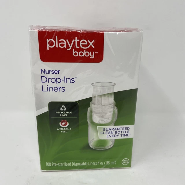 Lot Of 3 Playtex Baby Nurser Drop-Ins 4 Oz Bottle Liners 100 Count Pack NEW