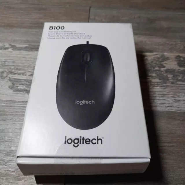 Logitech B100 Corded Mouse Wired USB Mouse for Computers and laptop. New In Box.