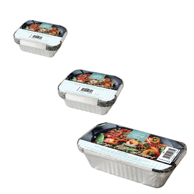 1X6 Large 1x9 Medium 1x12 Small Foil Containers with Lids