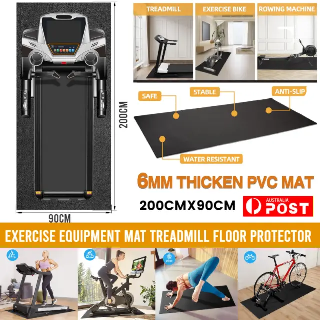 2m Treadmill Mat Large Floor Protector Exercise Fitness Gym Equipment Mat Black
