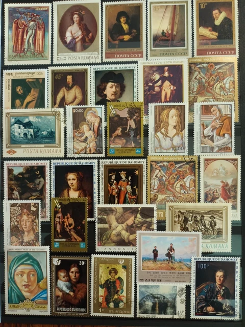 Lot de 30 Timbres Thématique "Tableaux" (THE 174)