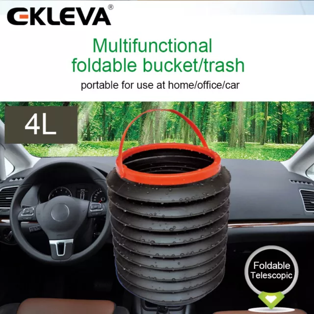 Portable Car Folding Bucket Waste Basket Leak Proof Trash Can Litter Bin Storage