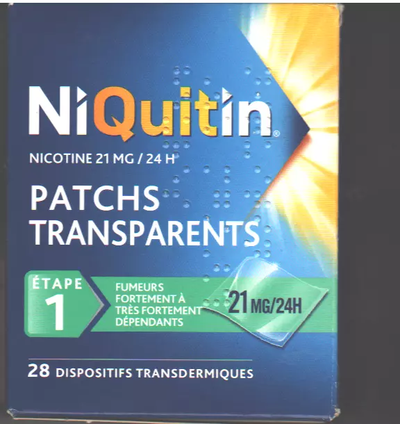 niquitin patchs transparents, étape 1, 21 MG, jamais utilisé