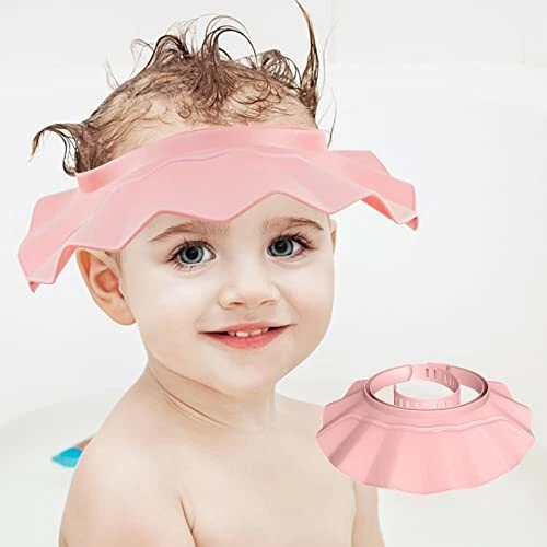 Baby Shower Cap Shampoo Bath Bathing Hat Silicone Adjustable,Protec...