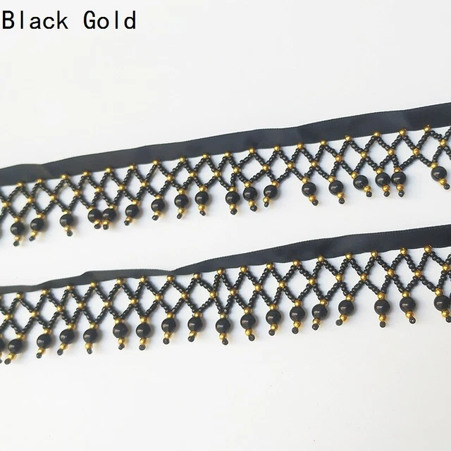 Beaded Trim Edging Fringe Ribbon Upholstery Curtain Costume Sewing Craft 1 Yard