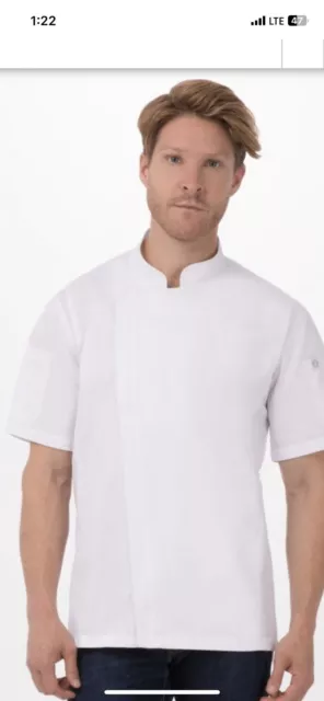 Chef Works Chef Coat Med 100% Cotton Cool Vent Rochester White Mens Short Sleeve