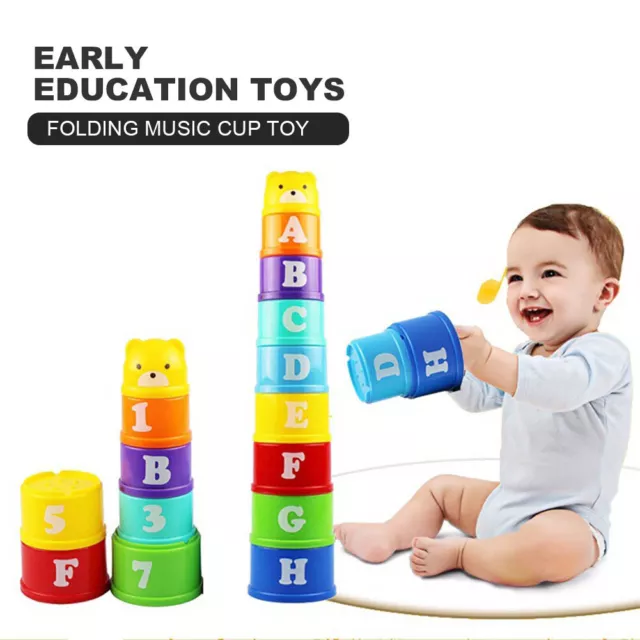 9pcs Baby Stacking Cups Early Intelligence Stacking Tower Educational Toy Random