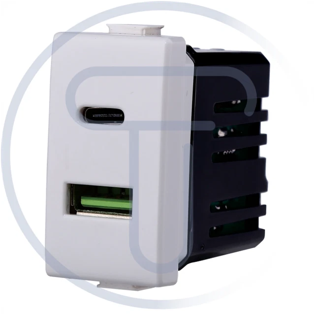 Presa USB A+C E Tipo C Compatibile Con Bticino Living Light Bianco Caricatore A Parete