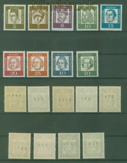 Berlin Mi # 199/211 R postfrisch Bedeutende Deutsche mit rückseitiger Num(51016)