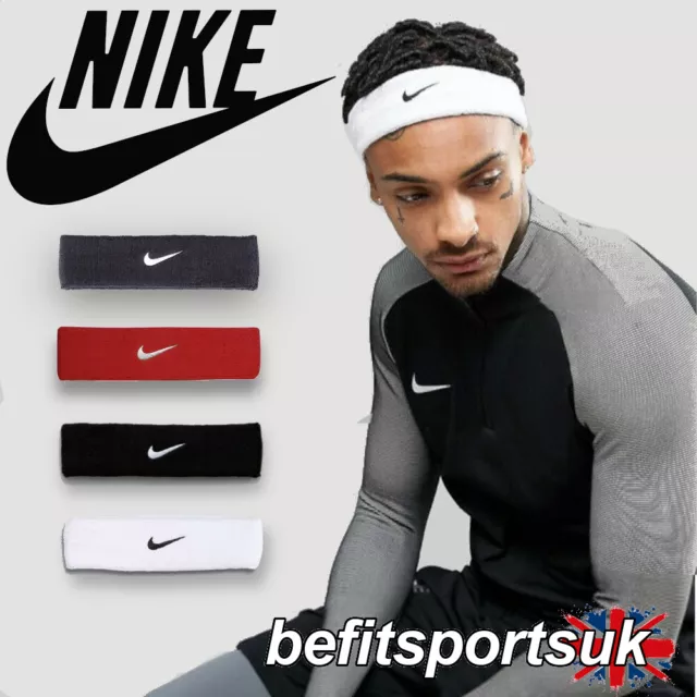 Nike Swoosh Training Headband Thick Soft Cotton Gym Sports Run Hair Sweat-Band