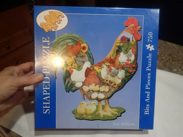 NEW Shaped Puzzle- Morning Call Rooster Jack Williams 750 pieces Bits and Pieces 2