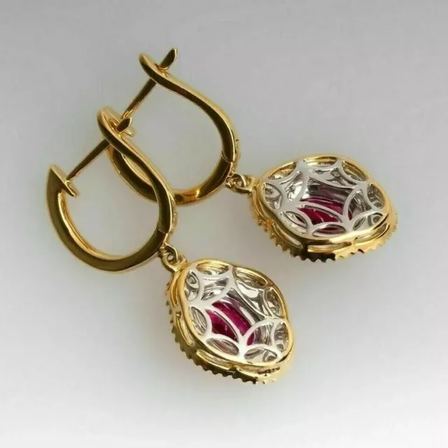 2.0CT Drop-Dangle Earring Marquise Cut Lab-Created Garnet 14k Yellow Gold Plated 2