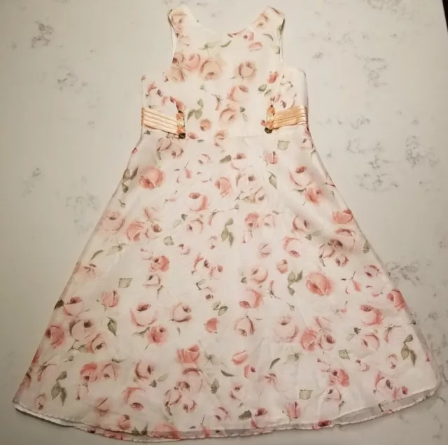 Sugar & plum Girls formal Sleeveless long dress flower design back zipper size 9