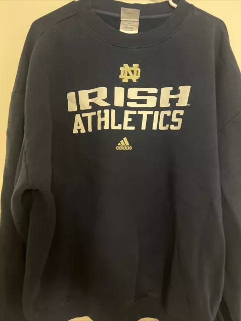 Adidas Notre Dame Fighting Irish Athletics Crewneck Sweatshirt Mens XL Navy