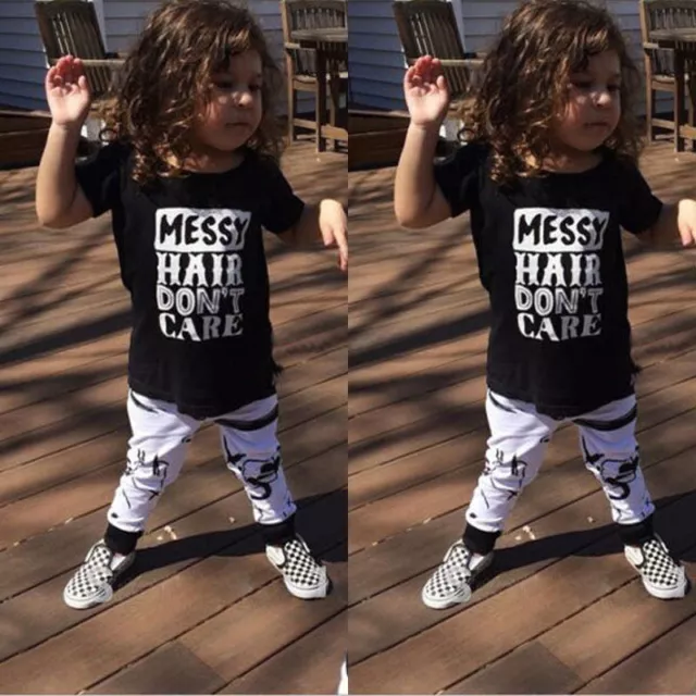 Toddler Kids Baby Girls Clothes Tops T-shirt + Leggings 2Pcs Casual Outfits Set
