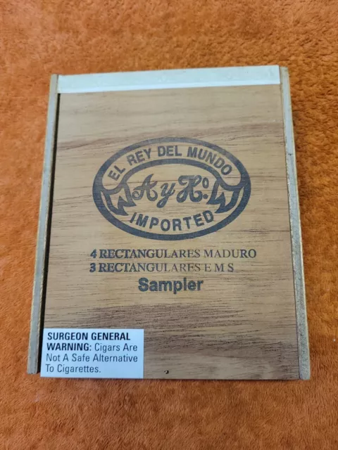 T☆Vintage El Rey Del Mundo Sampler Cigar Wood Box Great Display Piece