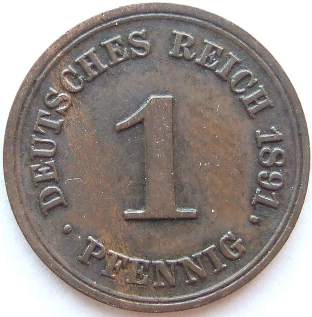 Moneta Reich Tedesco Impero Tedesco 1 Pfennig 1891 F IN Extremely fine