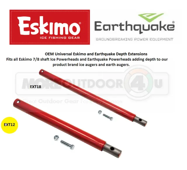 EXT12 Ardisam 12" Auger Drill Depth Extension 7/8 Smooth Shaft Eskimo Earthquake