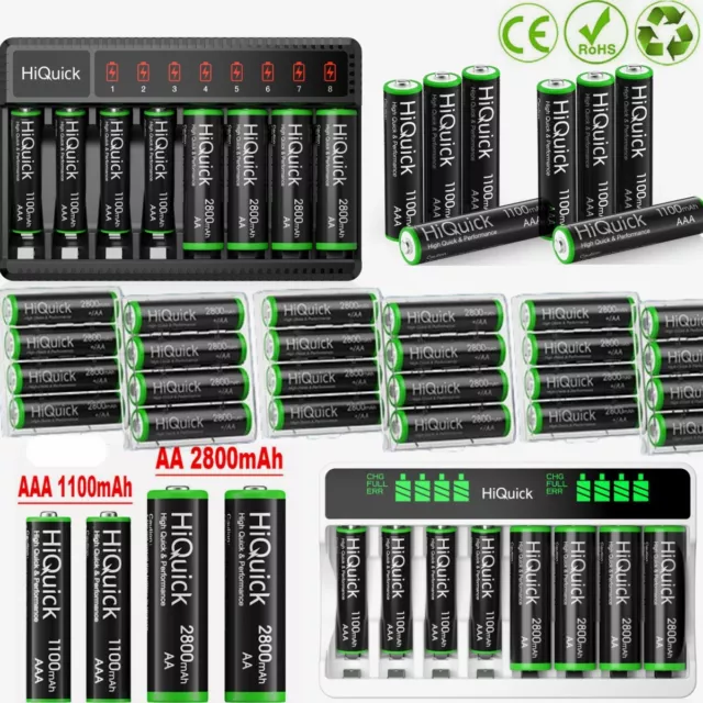 Akku Ladegerät für 1-8x AA/AAA Akkus NiMH Batterieladegerät Wiederaufladbare DE