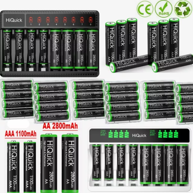 Hiquick Akku Ladegerät für 1-8x AA/AAA NiMH Wiederaufladbare Batterie ladegerät