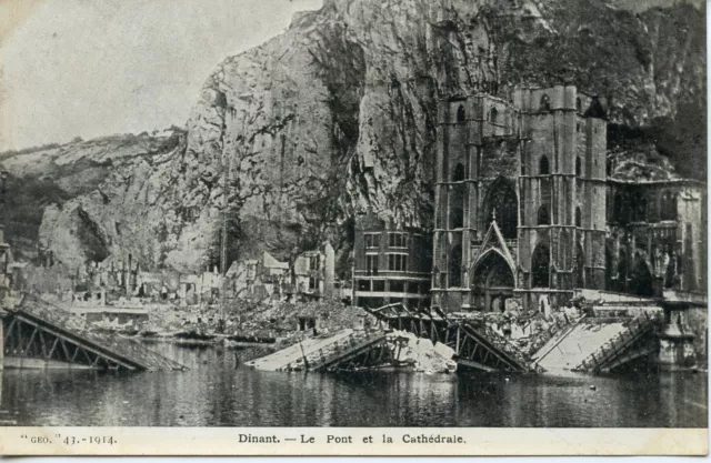 Ww1 // Cpa / Military War // Dinant Bridge And Cathedral