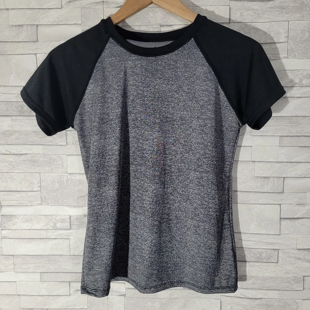 T-Shirt Top Nero Grigio Grande Età 10-11 Palestra Corsa