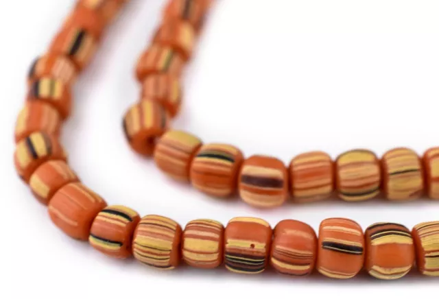 Fire Red Java Gooseberry Beads 4-6mm Indonesia Multicolor Cylinder Glass