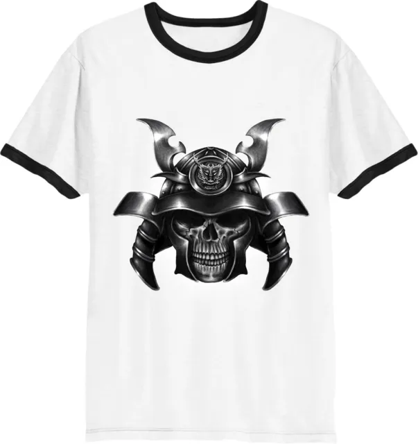 Samurai Skull Ronin Japan Warrior tshirt Ringer Mens T-Shirt