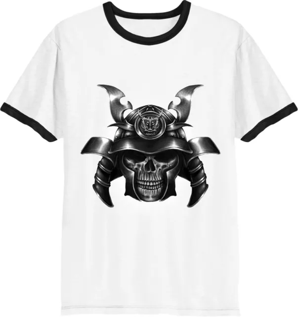 T-shirt Samurai Skull Ronin Giappone Warrior Ringer Uomo