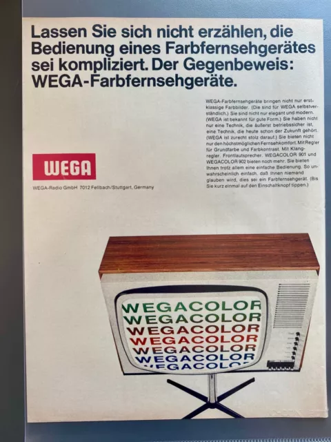 WEGA Color Farbfernseher Fellbach Original 1967 Vintage Advert Werbung Reklame