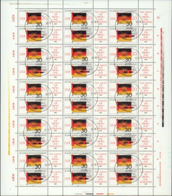 DDR Nr. 3001, M1, gestempelt mit PF I + II im Zusammendruckbogen, Bogen, DV