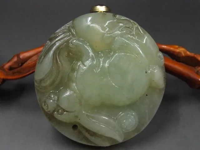 China,exquisite jade,pure manual carving,statues Snuff Bottle"rabbit"2893