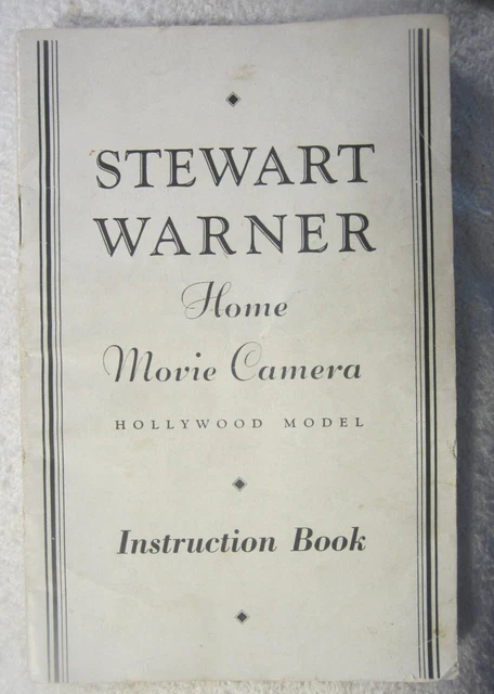 1933 Stewart-Warner Home Movie Camera Hollywood instruction manual,book VTG