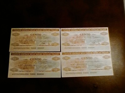 CEN LOTTO ML1157 BANCHE POPOLARI ITALIANE N. 4 EMISSIONI MINIASSEGNI IST 
